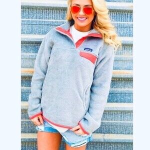 Patagonia Re-Tool Snap-T Gray Pink Pullover Fleece M